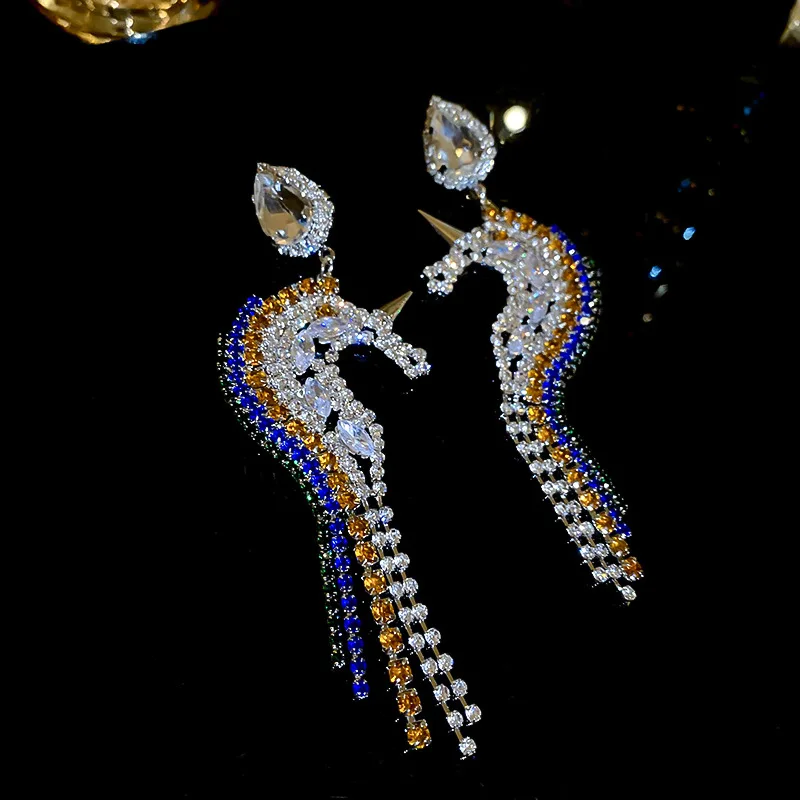 Богемные Винтажные серьги-подвески в виде единорога для женщин модные