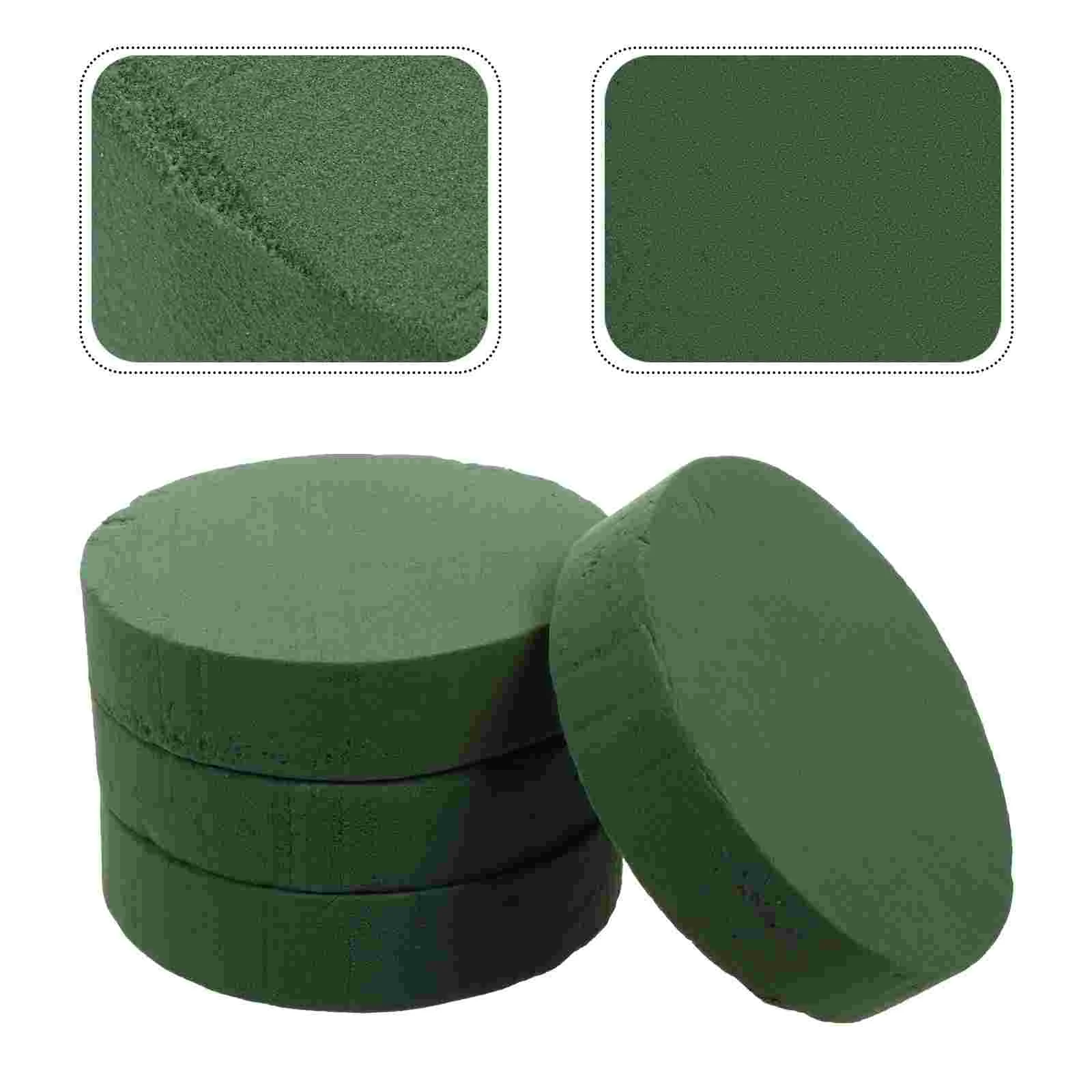 

4 Pcs Wet Floral Foam Blocks Florist Artificial Flower Bouquet Wedding Vases Round Green Brick