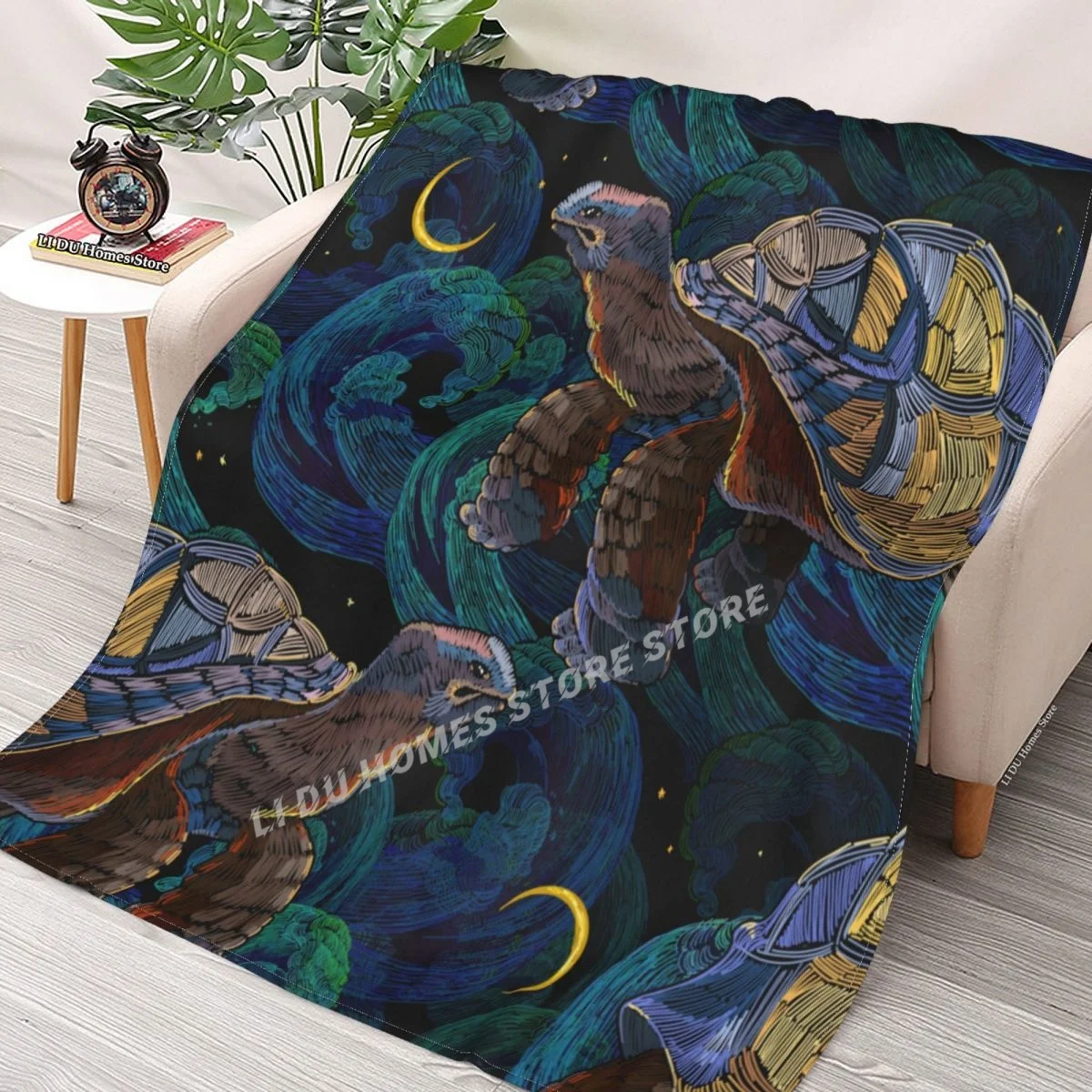 

Sea Turtle Swims In Night Ocean Throw Blanket flannel Collage Blanket Bedding soft Cover Bedspreads Blankets