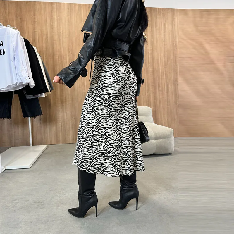 Осенне-зимняя новая женская мода юбки с высокой талией леопардовым принтом