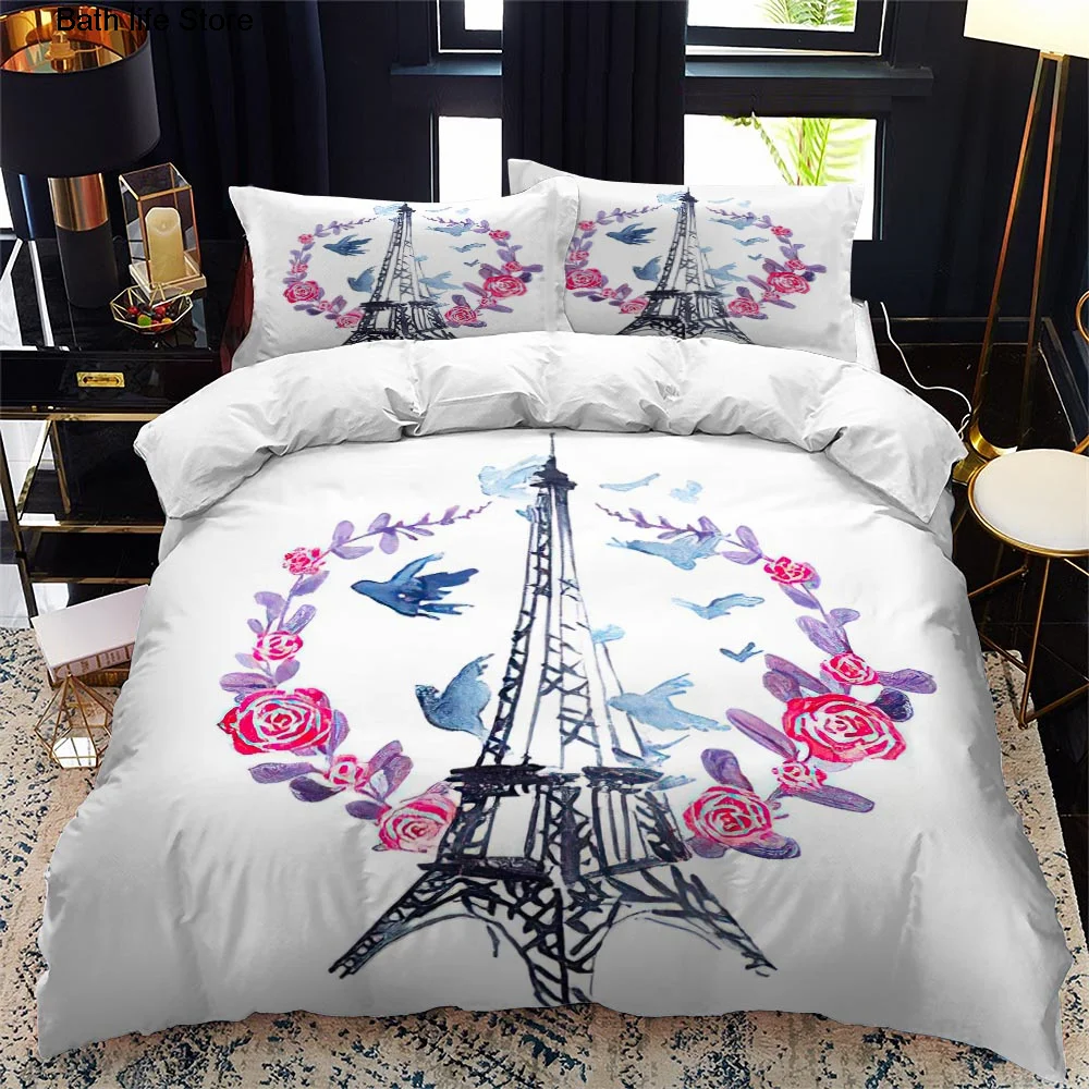 Комплект постельного белья с изображением Эйфелевой башни | Дом и сад