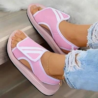 sporty canvas sandals women summer hook loop open toe flats slippers casual outdoor beach sandals sandalias mujer verano