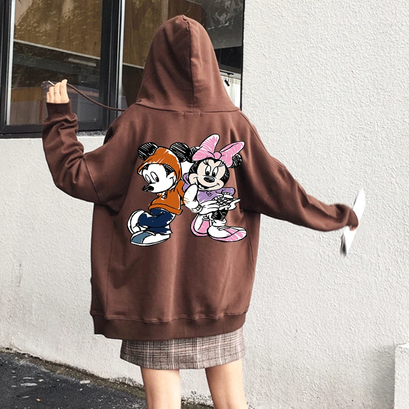 

Disney Women Zip Up Hoodie Streetwear Mickey Printed Long Sleeve Sweatshirts Gothic Punk Y2k Autumn Winter Female Hoodie Jackets