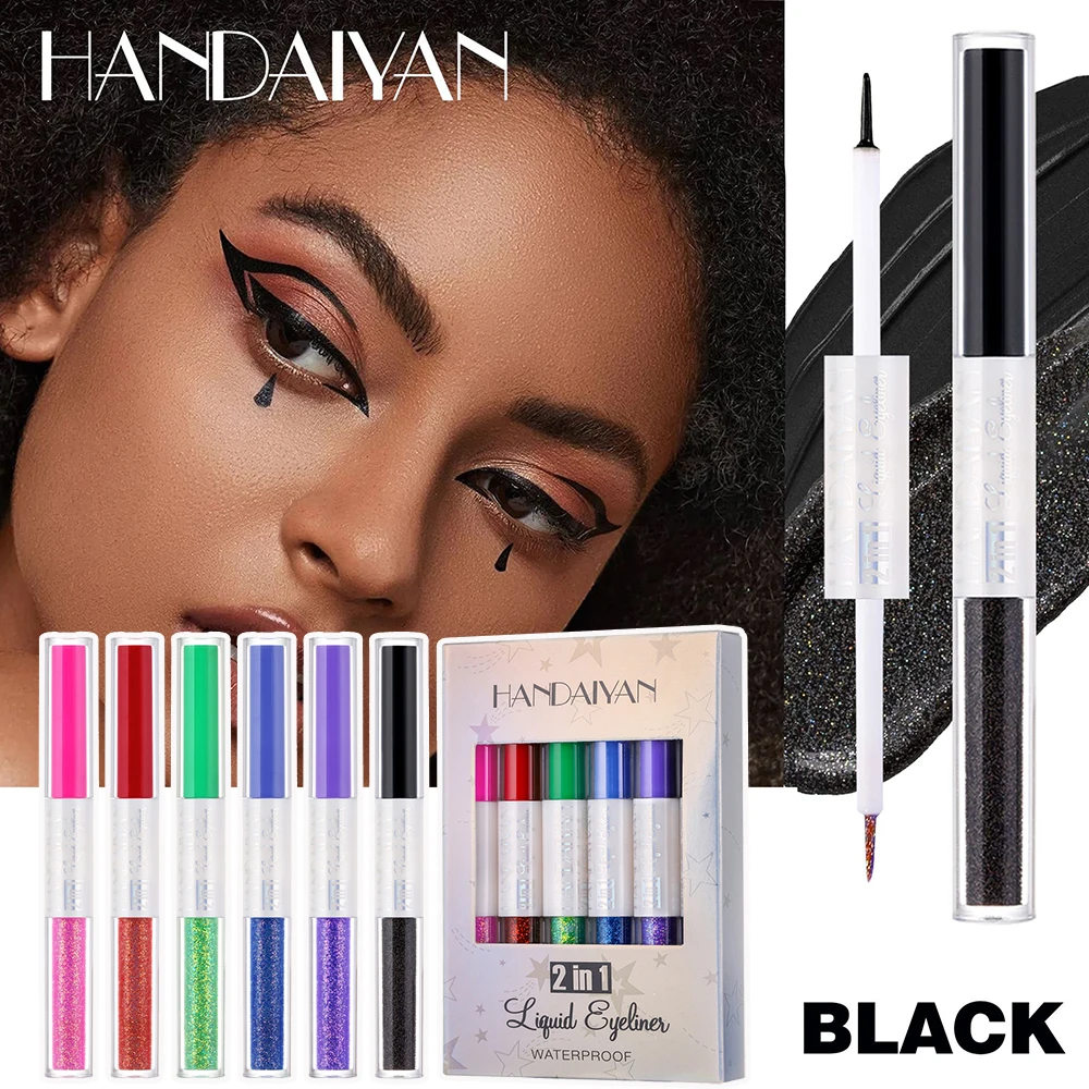 

6 шт./коробка, подводка для глаз с блестками