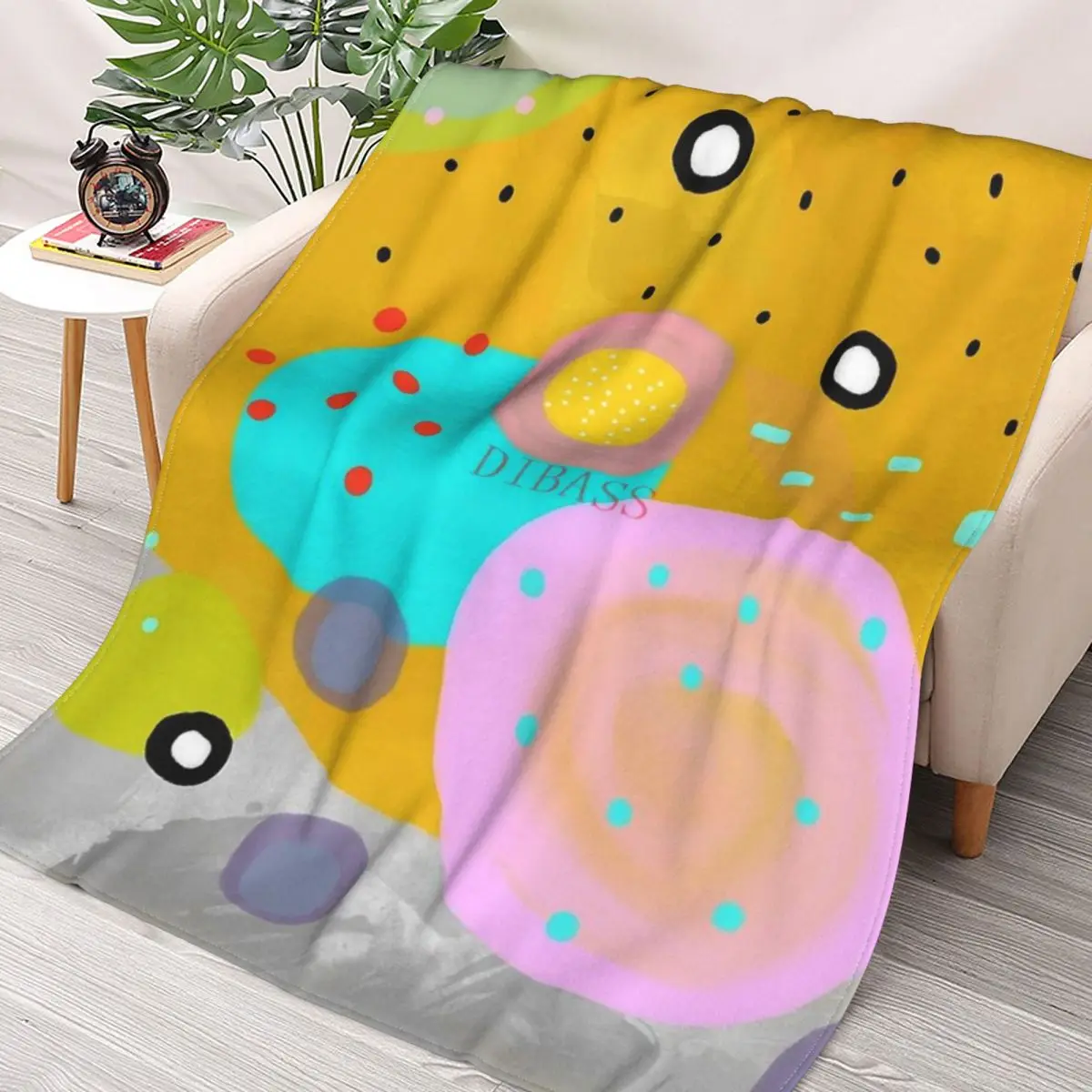 

Yellow Abstract Art 3D Printed Flannel Throw Blanket