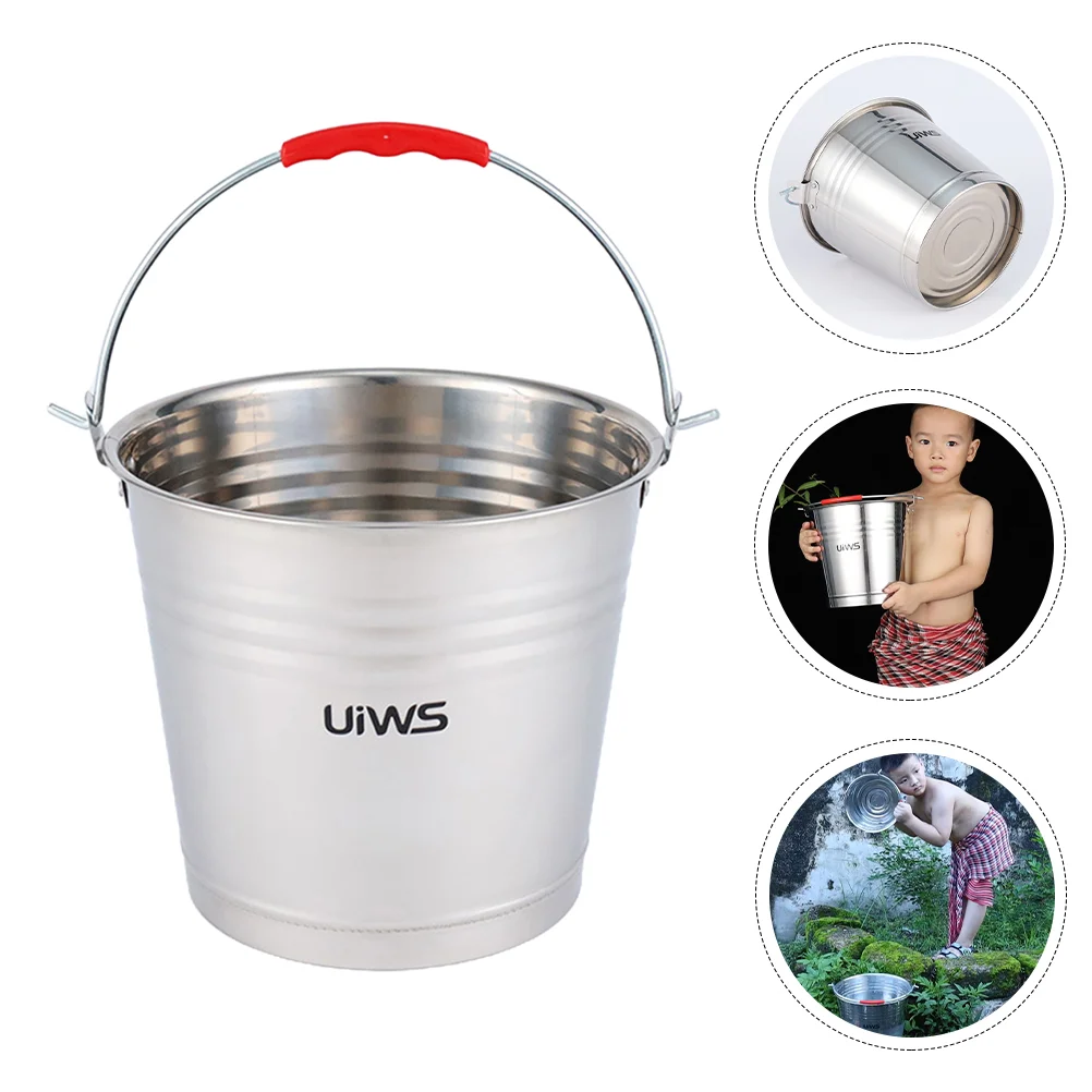 

Stainless Steel Bucket Portable Metal Water Large Capacity Ice Handle Circle Vase