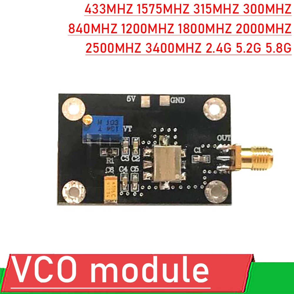 

VCO module RF voltage controlled oscillator frequency signal source 433M 900M 1.5G 2.4G 5G 5.8G FM radio VHF SDR GPS WIFI Drone