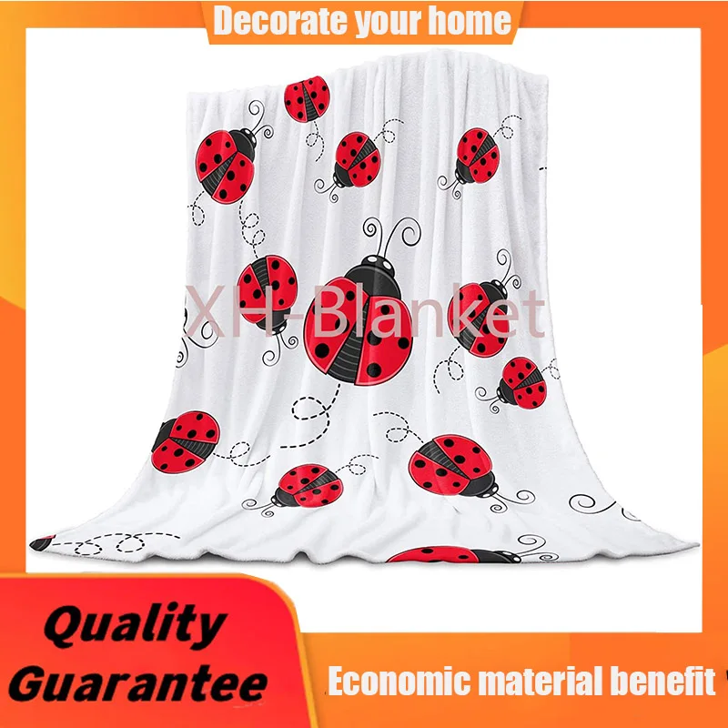 

FortuneHouse8 Ladybug Blanket Flannel Fleece Blanket Christmas Red Ladybug Throw Blanket Super Soft Warm Cozy Bed Couch or Car