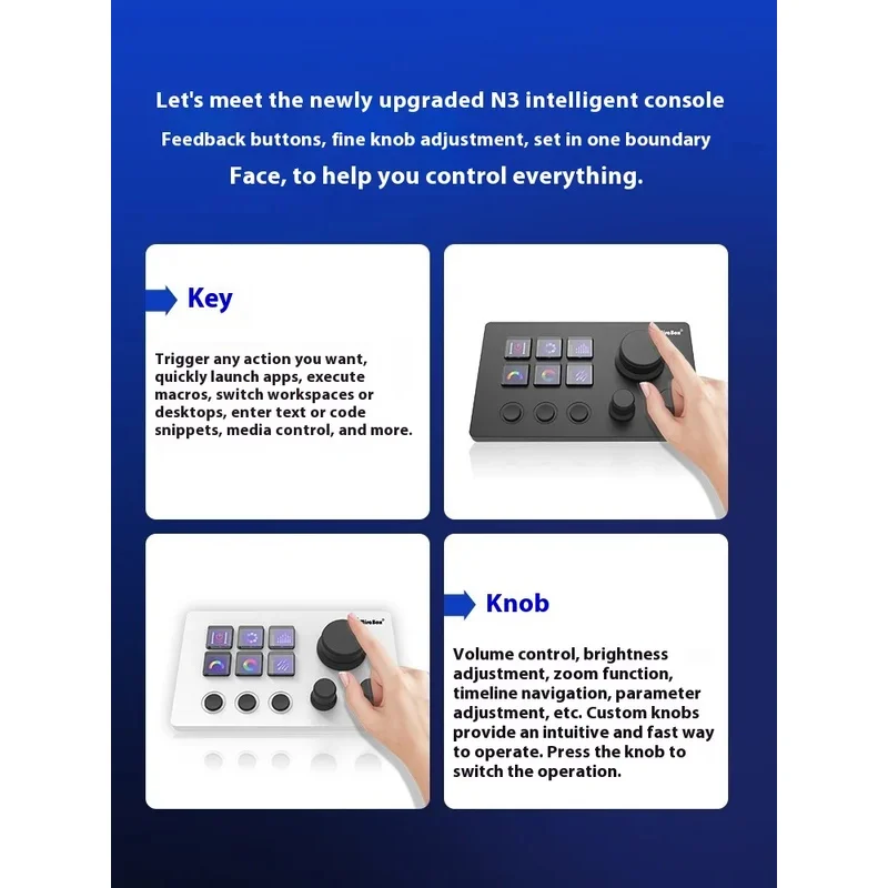 N3 Mechanical Keyboard 3 Multifunctional Knob Desktop Controller Webcast PS Office Music Console Gaming Accessories Gift