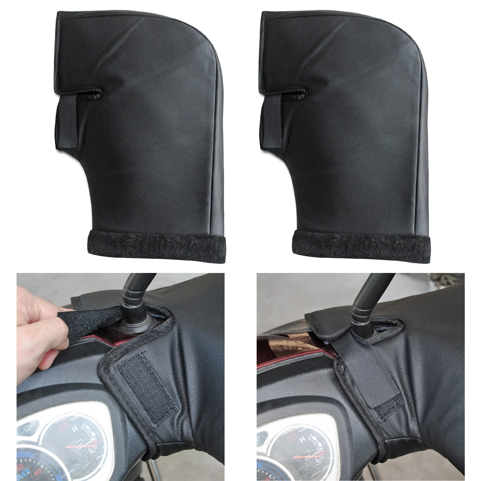 

Motorcycle Handlebar Windproof PU Winter Thick Warm Handlebar Muffs Thermal Cover Gloves Universal for Motorcycles Scooters