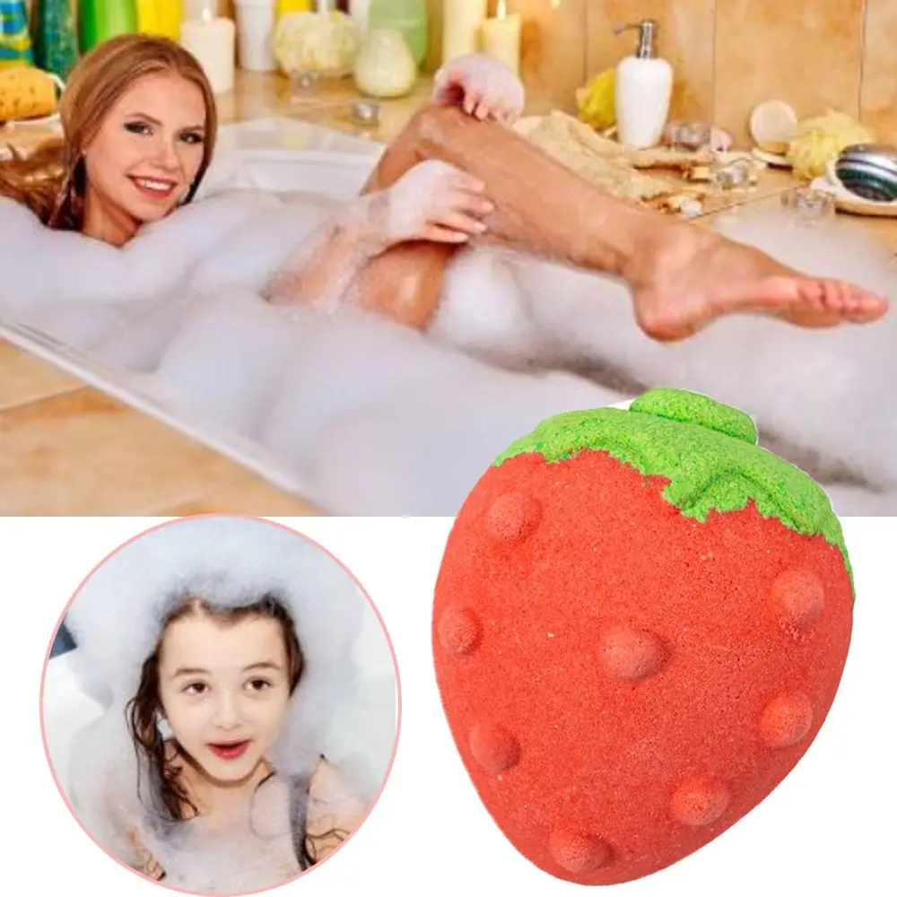 

Delightful Scent Strawberry Bath Bomb Moisturized Smooth Adorable Color Bath Salt Balls Rich Foam Skin Friendly