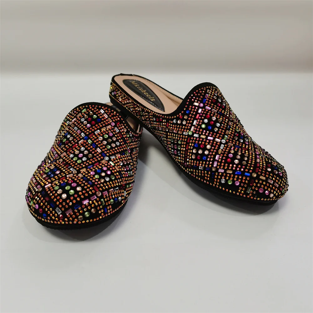 Новая модная женская обувь со стразами женские полутапочки туфли-лодочки