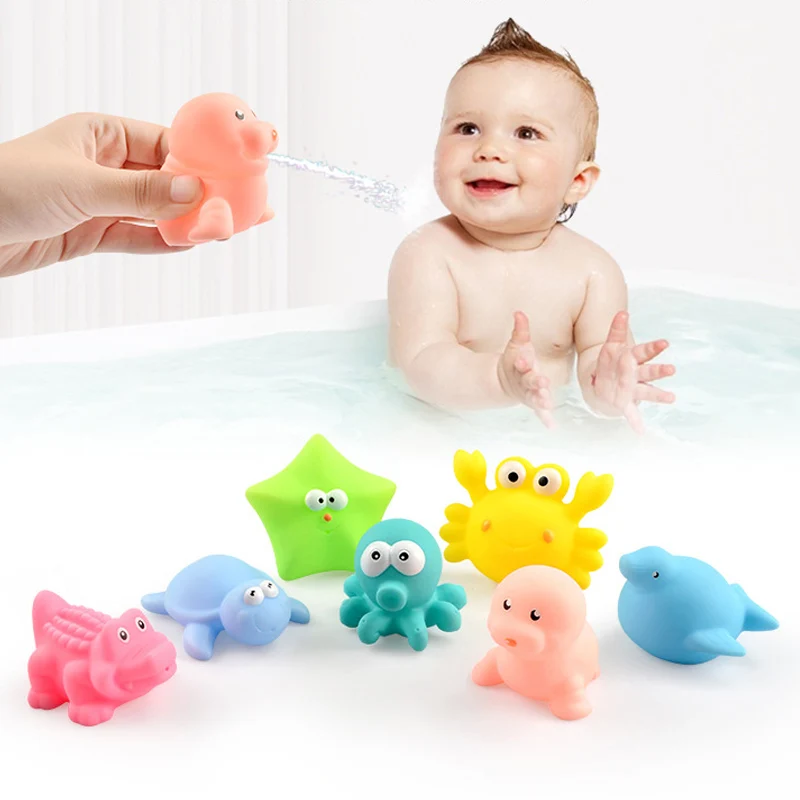 

Baby Bath Shower Toys Kids Bathing Items Soft Cute Sea Animals Water Spraying Tool Squeeze-Sounding Dabbling Children Funny Toy