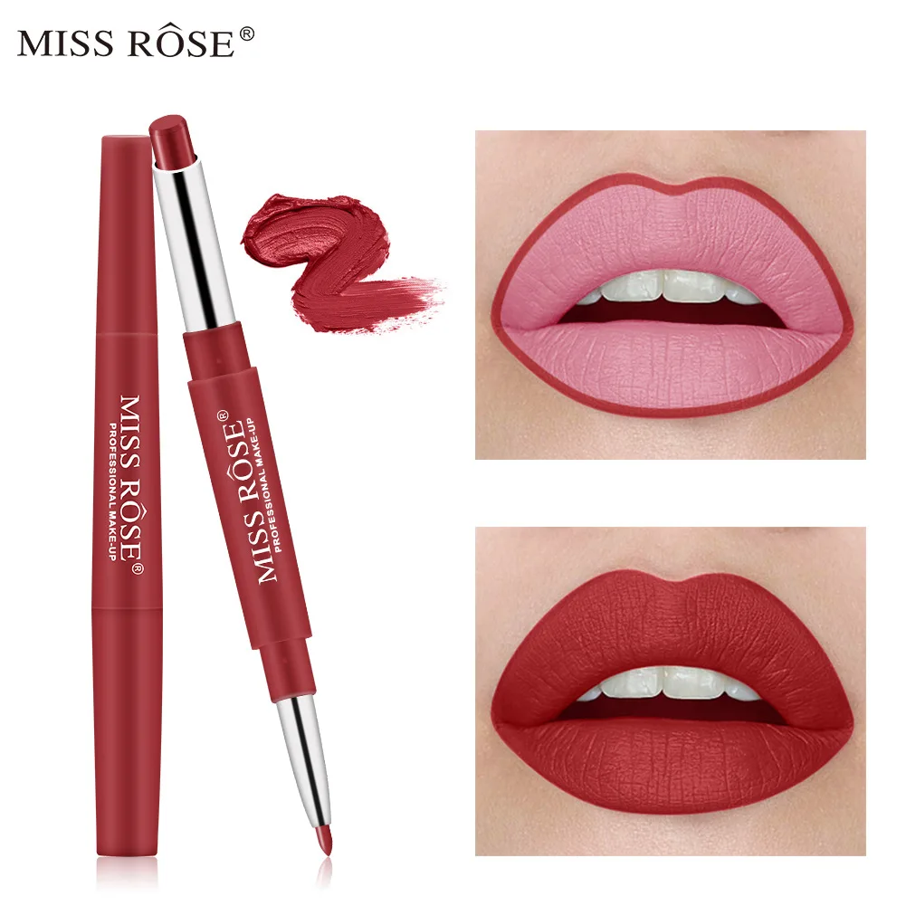 

MISS ROSE Creative Automatic Rotation Multi-function Waterproof Beauty Matte Matte Double-ended Lipstick Lip Pencil Lip Liner