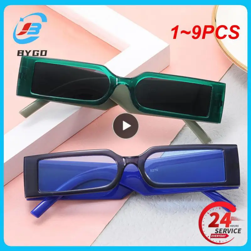 

1~9PCS NEW Rectangle Frame Sunglasses Retro Square Trendy Glasses Ins Style for Men and Women Black Small Frame Sun Glasses