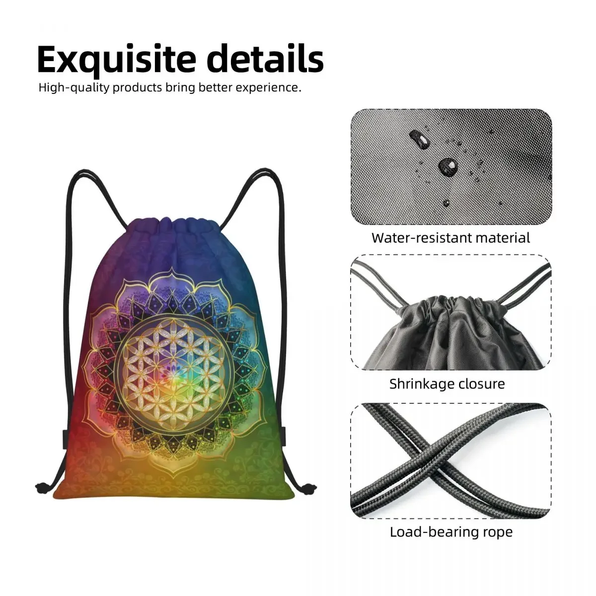 Радужный цветок жизни со шнурком рюкзак спортивная сумка для спортзала женщин и