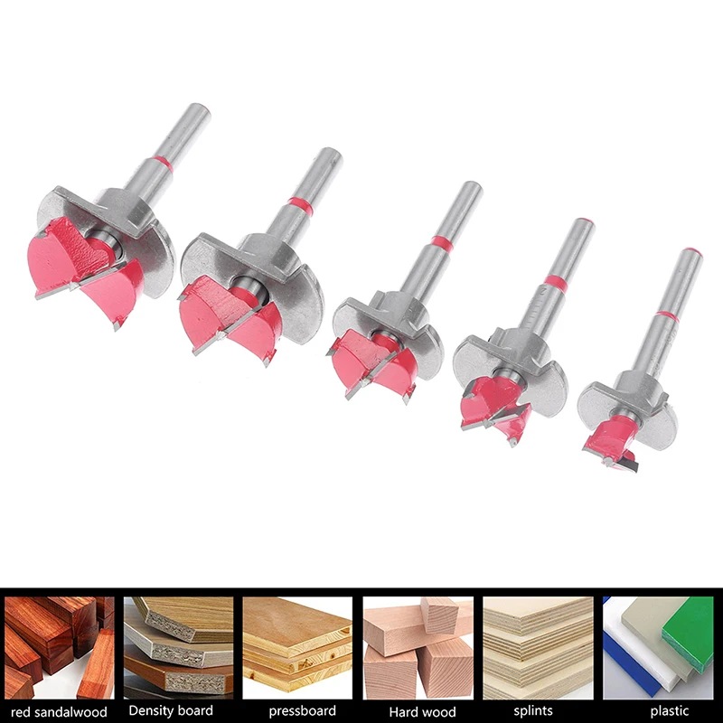 

1/5pcs Hinge Hole Opener Woodworking Carbide Drill Bits Set Positioning Hole Saw Kit Adjustable 15/20/25/30/35mm