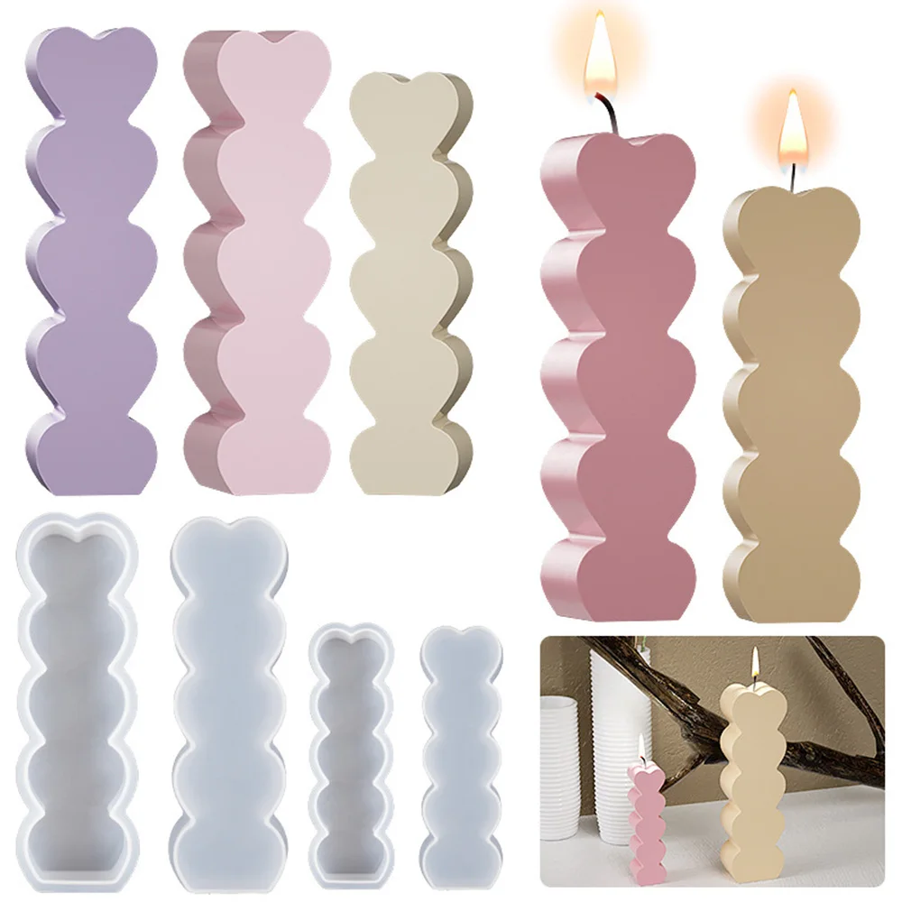 

3D Love Candle Mold Stacking Heart-shaped Aromatic Candle Gypsum Process Resin Soap Cake Decoration Mold Handmade Molds