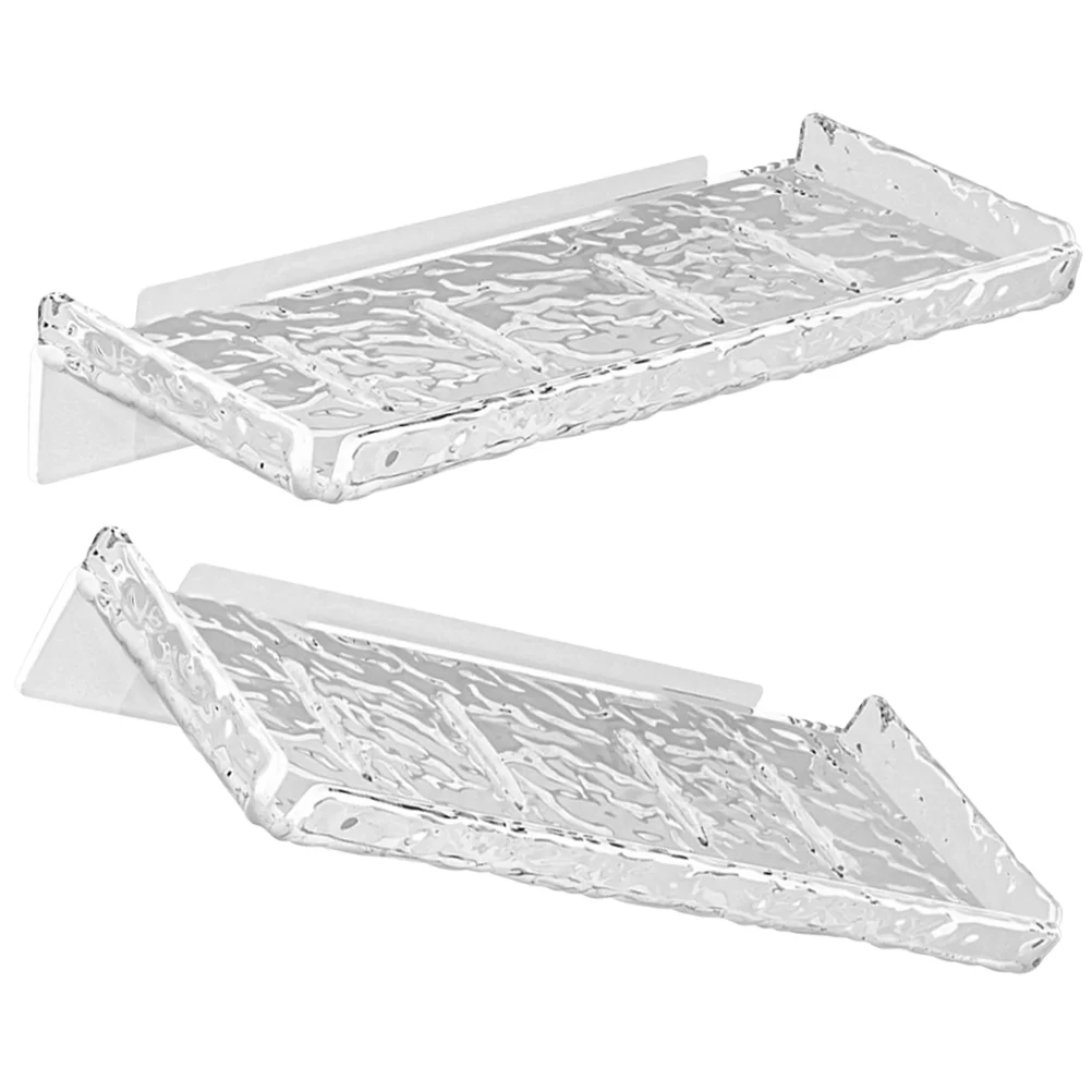 

2 Pcs Brackets Wall Mounted Bathroom Holder No Punching Storage Kitchen Seasoning Organizing Shower Shelf