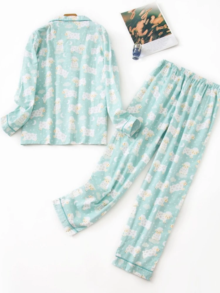 

2022 Women's Pajamas Plus Size S-XL Clothes Ladies Flannel Cotton Home Wear Suit Autumn Winter Pajamas Plaid Print Sleep Tops