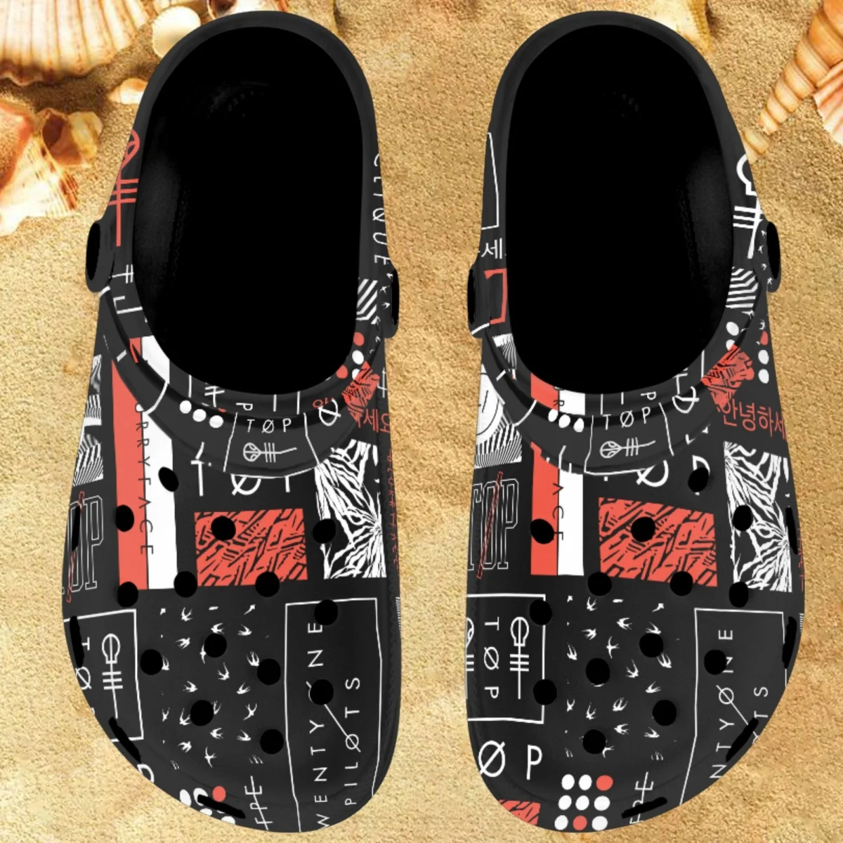 

Сланцы Nopersonality женские для пляжа, сандалии для взрослых, пригодные для носки, дизайн Twenty One Pilots, уличная домашняя обувь для бисероплетения