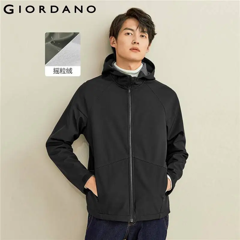 

Ветровка GIORDANO мужская с флисовой подкладкой, теплая водонепроницаемая ветровка с рукавом реглан, повседневная куртка с капюшоном, 01072688
