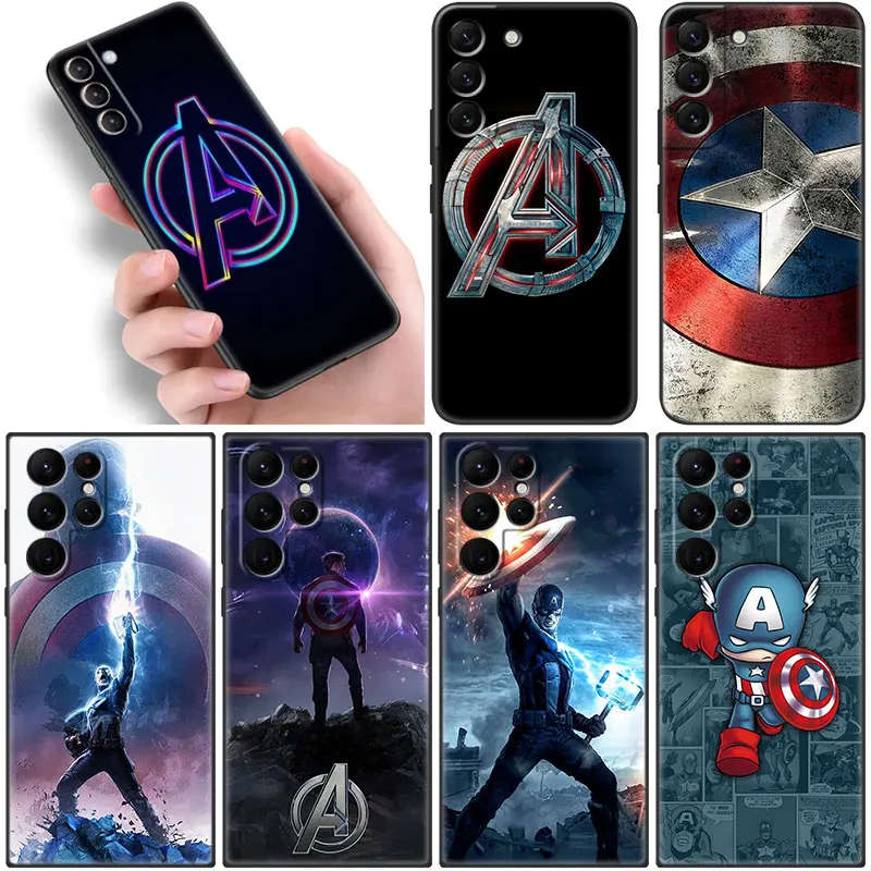 

The Avengers Captain America Phone Case For Samsung Galaxy S22 S21 Ultra S20 FE S8 S9 S10E S10 Plus Lite S7 Edge 5G Black Cover