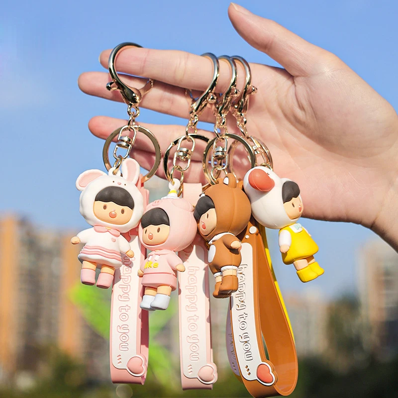 

Happy Series Keychain Cute Cartoon Character Party Gifts Delicate Bag Pendant Dropping Glue Keychain Couple Gift Home Decor