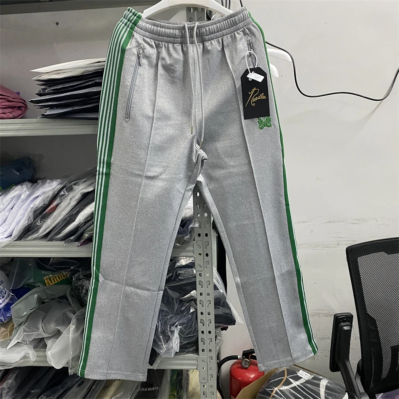 

Grey Needles Sweatpants Men Women Best Quality High Street Track Pants Green Butterfly AWGE Sporty Trousers