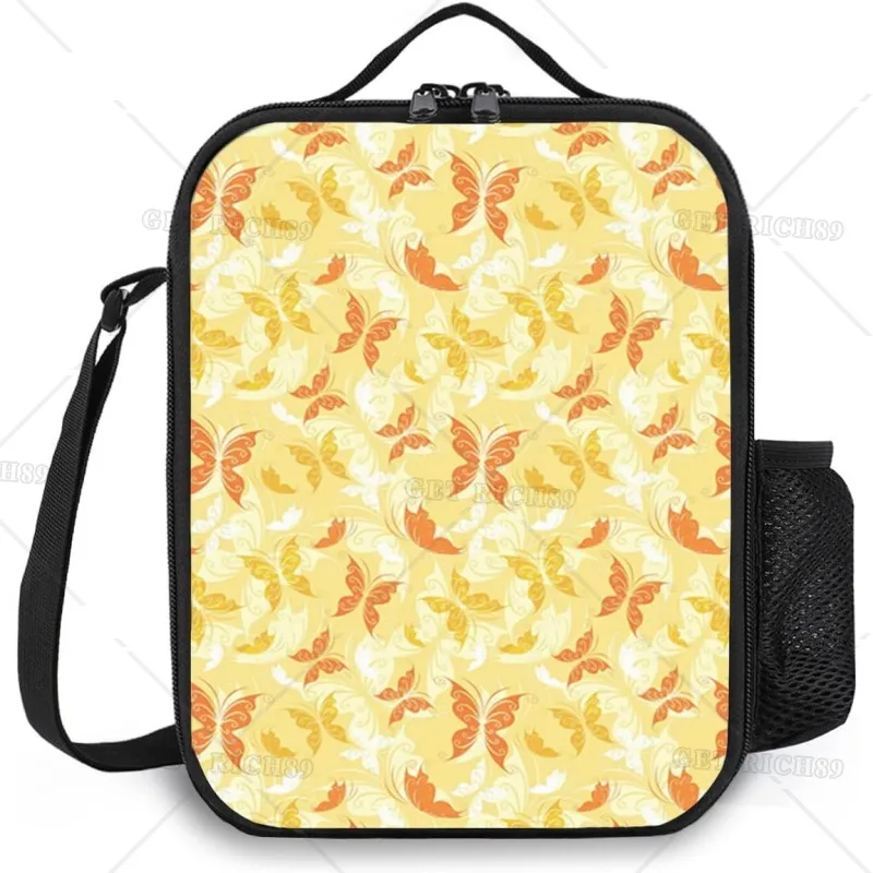 

Желтые белые сумки для завтрака для женщин, Весенняя Изолированная коробка для завтрака с изображением животных, герметичная многоразовая сумка-холодильник на молнии для работы