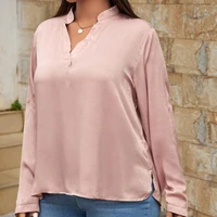 plus size womens v neck silk satin t shirt summer new casual short sleeve elegant ladies tops vintage solid blouse