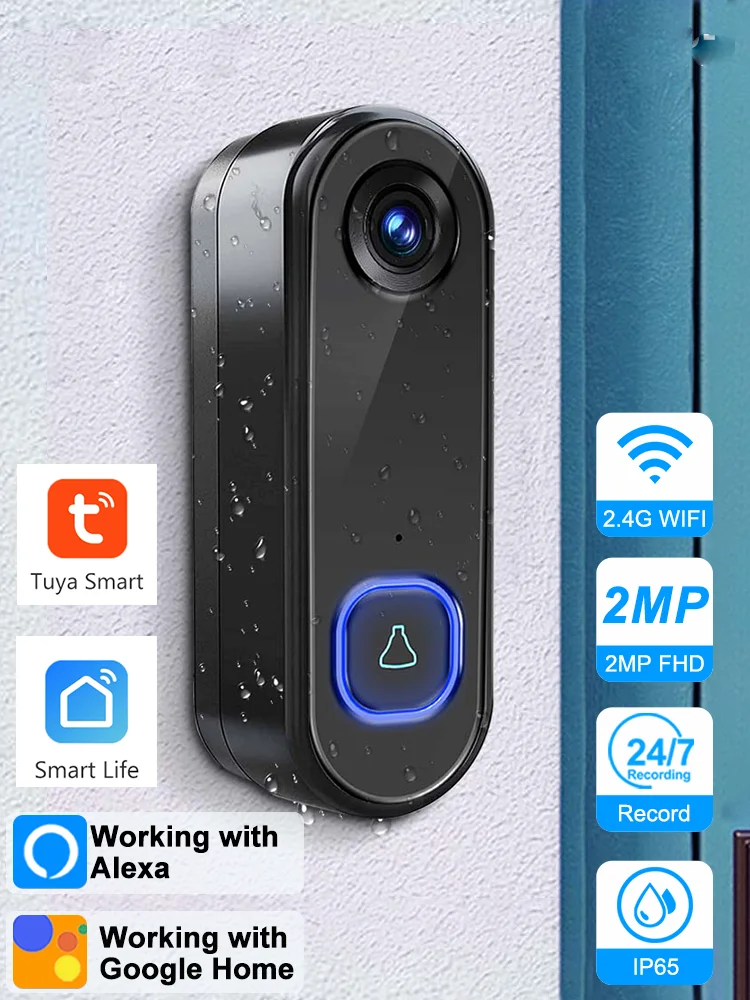 

Умный дверной звонок Wi-Fi 1080P HD с камерой безопасности