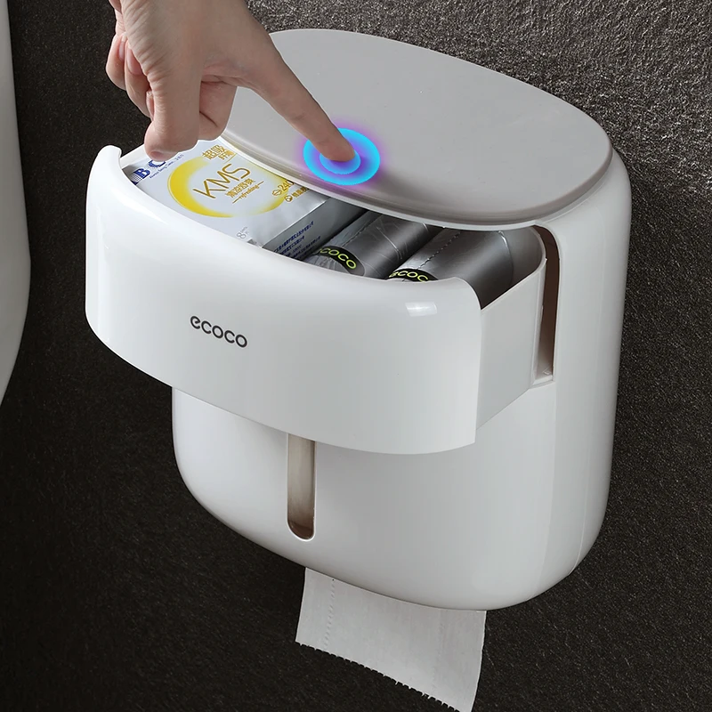 

Wall-Mounted Phone Placed Storage Box Bathroom Roll Paper Frame Toilet Storage Box Bathroom Toilet Accessories Without Drill