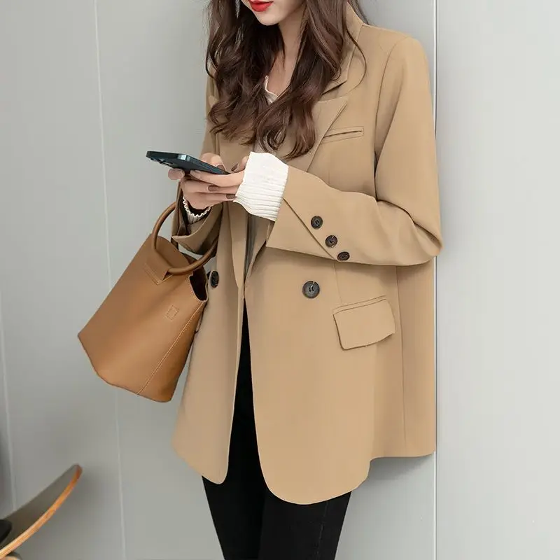 

Новинка 2023, черный женский офисный Блейзер Insozkdg, элегантные приталенные куртки из Кореи, пальто с длинным рукавом, верхняя куртка, офисные женские блейзеры, пальто