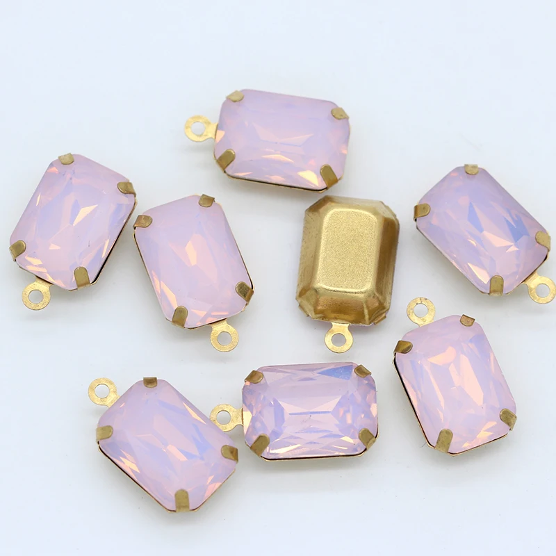 12p 10x14 мм восьмиугольный Опаловый цвет граненые оправа Стеклянные Подвесные