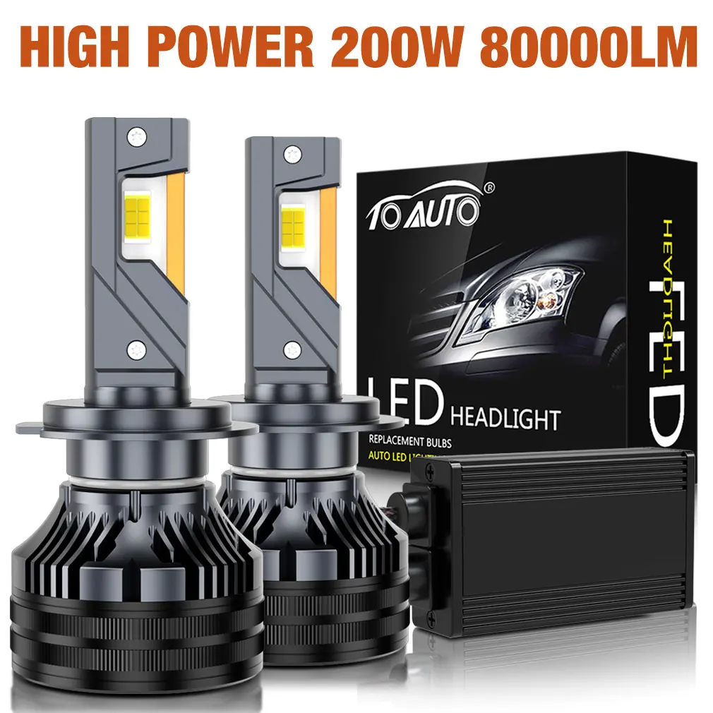 H7 LED 80000LM H1 H4 H11 HB3 9005 HB4 9006 HIR2 9012 Headlight 200W High Power Canbus Turbo Car Bulb Motorcycle |