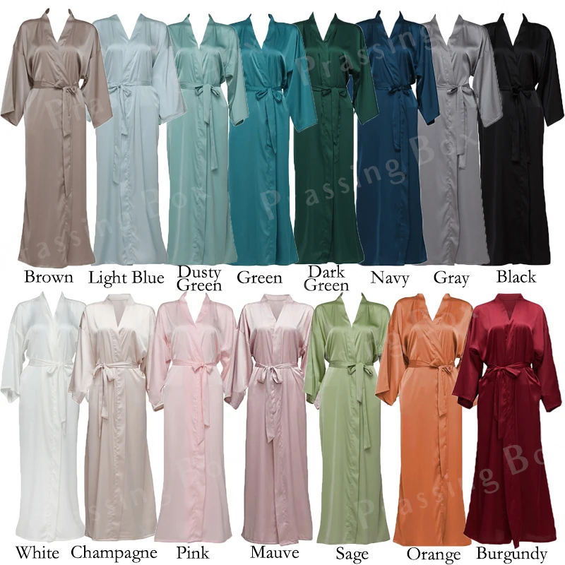 2022 New Satin Chiffon Robes Bridesmaid Robes Bride Robe Women Wedding Long Robe Bathrobe White Robe Satin Robe