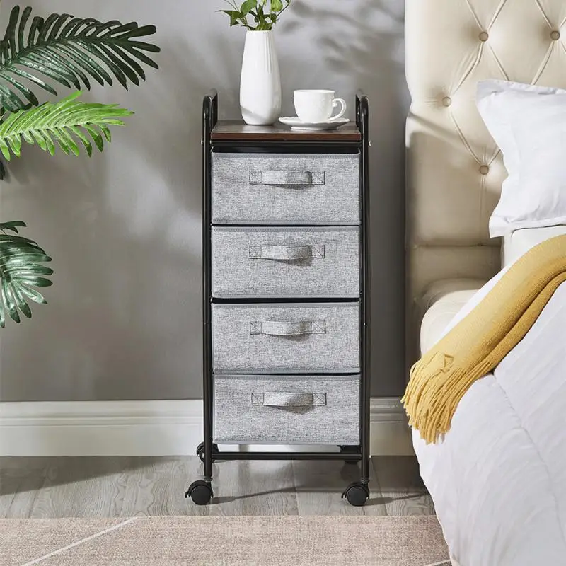 

40*32*79.5cm Household Cloth Recovery Cabinet Closet Organizer Four Rounds Cabinet Drawer Layered Storage Nightstand Bedroom HWC