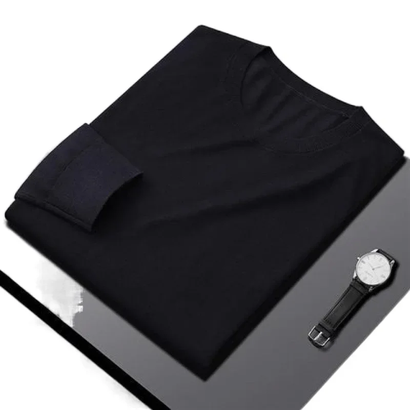 Мужской ультратонкий вязаный свитер с круглым вырезом свободный крой базовый