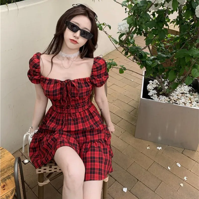 

French Style Dress Summer New Classic Small Bubble Sleeve Sweet First Love Vintage Bodycon Mini Vestidos De Mujer Goth Robe Traf