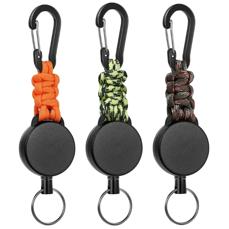 

Steel Cord Keyring Heavy Duty Keychain Retractable IDs Badge Reel with Belt Clip