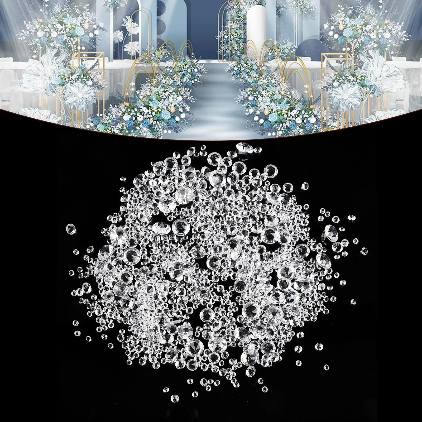 1000 шт. 3-10 мм смешанные прозрачные акриловые бриллианты декор для свадебной