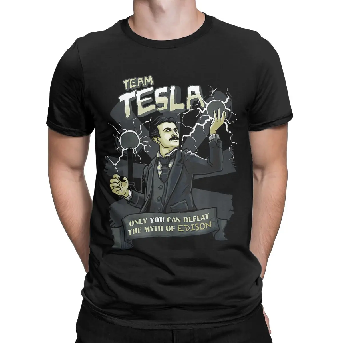 Купи Nikola Tesla Me'sn T Shirt Amazing Tees Short Sleeve O Neck T-Shirts 100% Cotton Gift Idea Tops за 575 рублей в магазине AliExpress