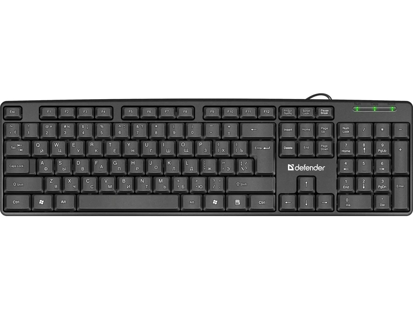 

Проводная клавиатура Defender Element USB RU,черный/серый, полноразмерная