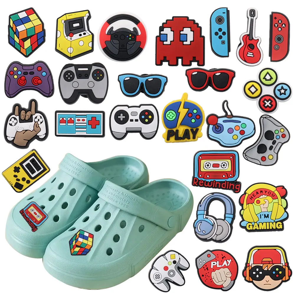 

1Pcs PVC Garden Shoe Accessories Gamepad Games Console Shoe Decorations Fit Croc Jibz Charm Boys Girls Party Present
