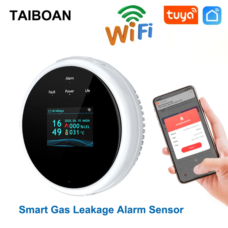 

TAIBOAN WiFi GAS LPG датчик утечки сигнализация Tuya управление через приложение безопасный детектор пожарной безопасности умный дом ЖК-дисплей детекторы утечки природного газа