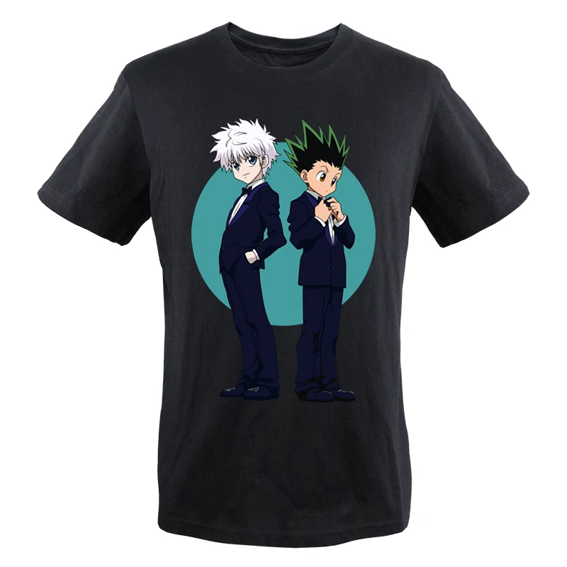 

Hunter X Hunter Summer Mens Tshirst Japan Animr Killua Zoldyck Graphic T-Shirts Hip Hop O-neck T-shirt 100% Cotton Tops