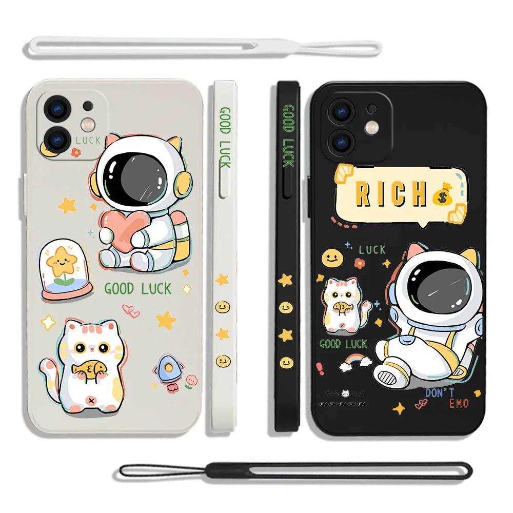 

astronaut cartoon Phone Case For Xiaomi Redmi Note 12 11 11T 10 10S 9 Pro Plus 10C 9A 9C 9T K40 K50 K60 4G 5G With Hand Strap
