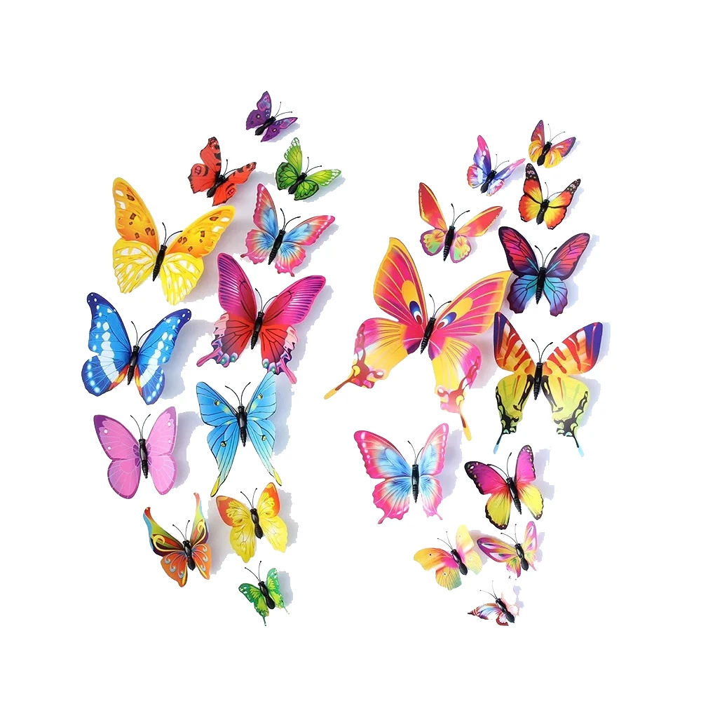 

12 Only 3D Butterfly Wall Stickers Magnet Simulation Creative Home Decor Background Stickers Children Bedroom Living Room Decals
