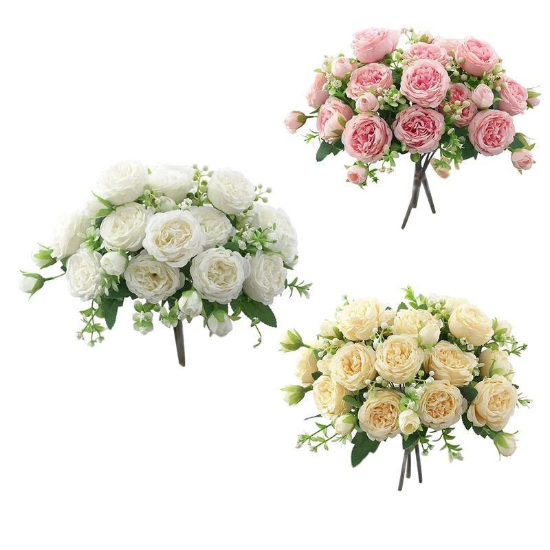 

3 пучка пиона, искусственный цветок для украшения, искусственная Роза, искусственный букет, декоративные цветы, композиции для свадьбы